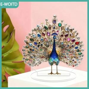 【E-WOITD】 1Pcs 2D Phẳng Acrylic Bức Tượng Sang Trọng Pha Lê Con Công Trang Trí Bàn Trang Trí Cho Phòng Ngủ Phòng Khách Văn Phòng