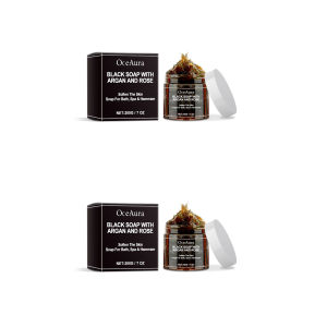new OCEAURA Black Soap With Argan And Rose lack Beldi Soap Ideal For Dead Skin Remover Body Scrub Purifying Deep Cleansing 200g/7 Oz Free Shipping