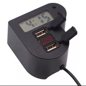 Đồng hồ báo giờ xe máy 3in1 kèm cổng sạc nhanh điện thoại mẫu mới loại tốt gắn các loại xe loại tốt