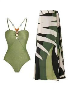 2026 Hot Sale [ Shipped from China ] European and American  swimsuit bikini set bikini Modest tummy-covering beach dress chiffon wrap dress hot spring swimwear B3