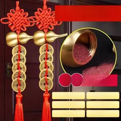 Brass Five Emperor Coins Hulu Gourd Feng Shui Hanging Charm Wealth Protection Evil Avoid Home Blessing Decoration Car Door Amulet
