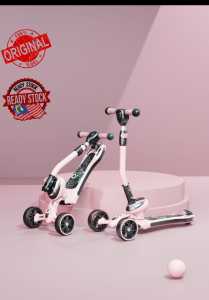 SCOOTER Kids Beginner 3 Wheeled Scooter Adjustable Handlebars - Usb Rechargeable Light