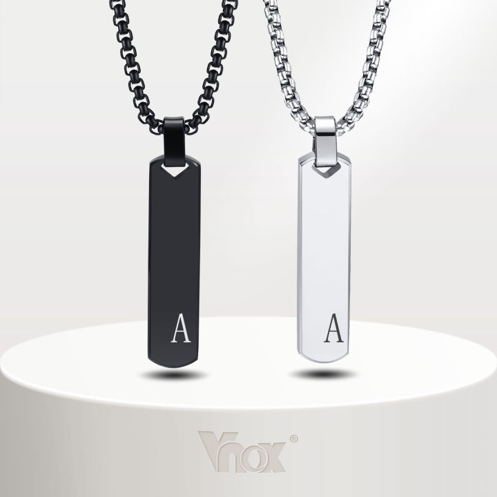 Vnox Initial Bar Necklace for Men, Thick Geometric Vertical Bar Pendant
