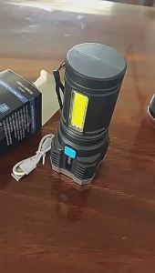 L-S03 Strong Light Flashlight with 4 LED Cob Side Lamp Long Range Rechargeable Tactical Torch Ultra