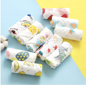 Baby Cotton Soft Six Layers Handkerchief | Pure Cotton Bibs Baby Nursing Towel Cartoon Gauze Handkerchief