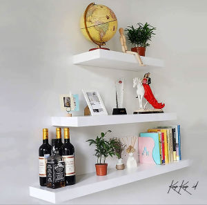 Rak Dinding Ambalan 3pcs susun Serbaguna Tempel Gantung Vintage Floating Shelves 30 40 50cm