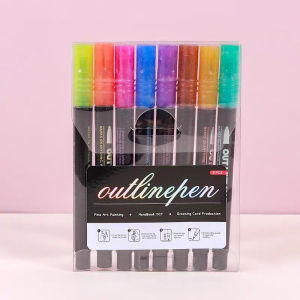 8/12/24Colors double line outline Highlighter marker pens for DIY Graffiti Poster Card holiday Decor