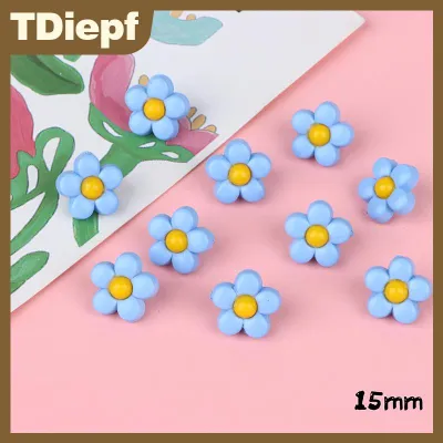 TDiepf 10pcs 18 15mm trẻ em của áo đầy màu sắc hoa Shank nút cho trẻ em quần áo dễ thương Áo sơ mi áo len trang trí trang trí may phụ kiện