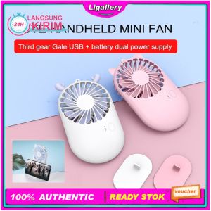 [1 Pcs] Kipas Angin Portable Cute 2 IN 1 Pocket Mini Fan USB Cooling Fan Desktop Hand Held Mini Summer Holder Phone