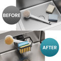 TAILI Sponge Holder with Strong Suction Cup, Dish Sponge Caddy Inside Sink Removable, Rustproof Aluminum for Sponges, Brushes, Stoppers and Scrapers - Black. 