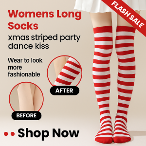 Womens Long Socks xmas striped party dance kis