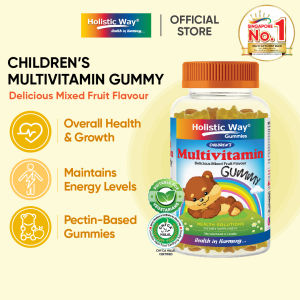 Holistic Way Childrens Multivitamin Bear Gummy – Supports Overall Health Growth Immunity & Energy — Halal | Vegetarian | Strawberry Lemon & Orange Flavour (90 Gummies per bottle)