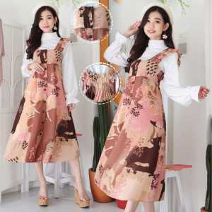 Midi Dress Jumpsuit OVERALL The ROSE / Baju Dress Playsuit Wanita Korean Style Terbaru