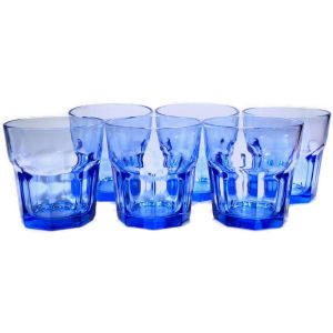 YiJun Tea (1 PCS/2PCS) 225ml Ikea Pokal Drinking Glass Tempered Blue color Stackable Whisky Fruit Juice Eight Angle Cup Snap Fits For Restaurant Usage