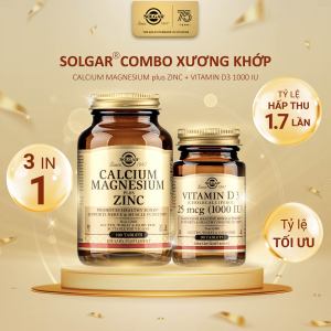 Combo Xương Khớp - Solgar Calcium Magnesium and Zinc + Vitamin D3 Hỗ Trợ Phát Triển XươngHoạt Động Cơ Bắp