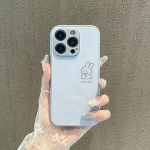 Cho iPhone 11 12 13 14 Pro Max 7 8 Cộng Với X XR XS Max Dễ Thương Màu Hồng Thỏ Vỏ bảo vệ mặt kính