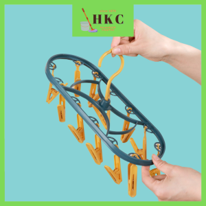 Stainless Steel Laundry Clothes Hanger Anti Wind 20 Clips Penyidai Penyangkut Baju Sidai 晾衣架晒衣架挂衣