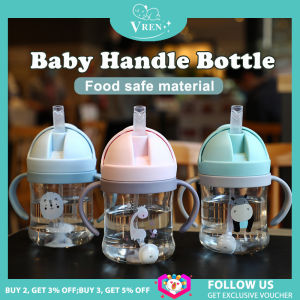 VREN Baby Drinking Water Cup with Straw Gravity Ball Handle Bottle Training Cup Baby Feeding Cup 250ML