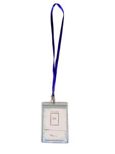 สายคล้องคอริบบิ้นเงากว้าง 10 มิล พร้อมป้ายชื่อพีวีซีใสใหญ่มีซิปล็อก B4 พร้อมสายคล้องคอ แพ็ค5ชุด มีเลือก 6 สี