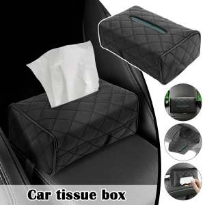 JS SHOP Universal Car Tissue Box Rectangle Napkin Storage Bag Organizer Container Seat Back Paper Holder Easy Installation