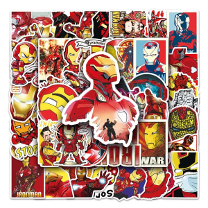 52pcs Disney Marvel Iron Man Super Hero Stickers Decals Toys Waterproof Iron Man Cartoon Sticker