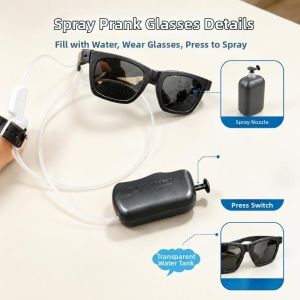 HULEQQI Novelty Water Spray Prank Glasses Plastic One-click Water Spray Funny Glasses Toy Creative Prank Prop Interesting Water-spraying Prank Toy Kids