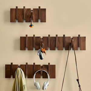 Piano Key Shaped Hook Wood Entryway Hooks Coat Hooks for Hanging Coats Hats Bags Keys Multifunctional Foldable Door Wall Hooks