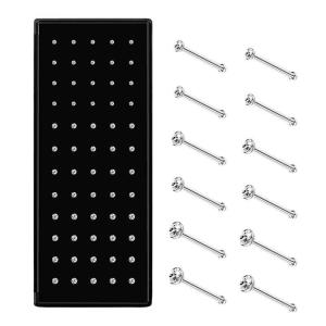 60Pcs Fashion L Shape Rhinestone Crystal Stainless Steel Nose Piercing Ear Bone Women Hypoallergenic Body Jewelry Piercing