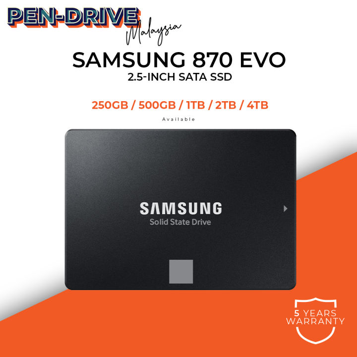 Samsung 870 Evo Series SSD 250GB / 500GB / 1TB / 2TB / 4TB SATA III SSD ...