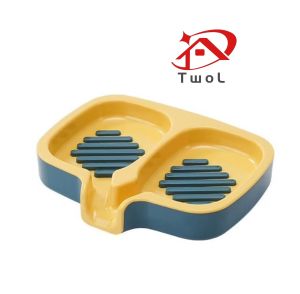 TWOL SHOP Stock no.226,1pcs Double Layer Square Soap Dish Plastic Drain Hole Design Keep Countertop Dry For Bathroom Use