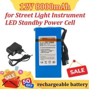New 12V 8000mAh DC 12.6V Rechargeable Lithium Street Light Instrument LED Standby Power Cell+EU Charger