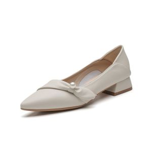 2025 New Style Wedding Shoes with 1 inch Heels Pointed Toe Korean Office Close Shoes with Heels