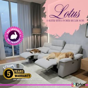 [OFFER] Power Recliner - Lotus 3 Seater Sofa / Easy Clean/ Pet Friendly/ Choose Colour/ Fabric/ Minimalist Design
