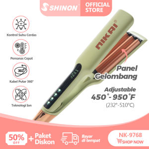 NIKAI N-9768 Catokan Curly Rambut Jagung Zigzag Baba Wanita Catok Rambut Pengeriting Pelurus Rambut 2 in 1- Ion Negatif Pemanasan Cepat LCD Display