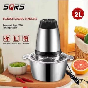 Blender Stainless Steel Chopper Hand 2L Blender Press Portable Elektrik Serbaguna Untuk Daging Dan Sayuran Multifungsi