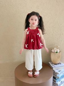 ชุดเซ็ตสองชิ้นสไตล์ต่างประเทศสำหรับผู้หญิง เสื้อกั๊ก กางเกงขายาว หวาน