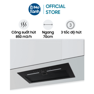 Máy Hút Mùi Âm tủ Malloca MH 700GT - Công Suất Hút 850 m3/h - Ngang 70cm - Kính Đen - Điều Khiển Cảm Ứng