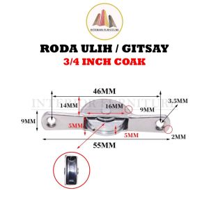 Roda Ulih Sliding 3/4 inch dan 1 inch Caster Etalase Roller Display Matex Gitsay
