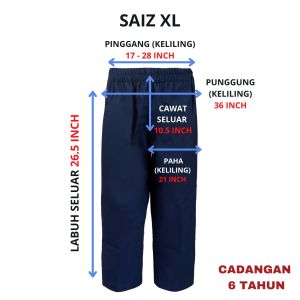 Seluar Tadika Kemas Navy Blue ( Cotton Tebal ) - FH039
