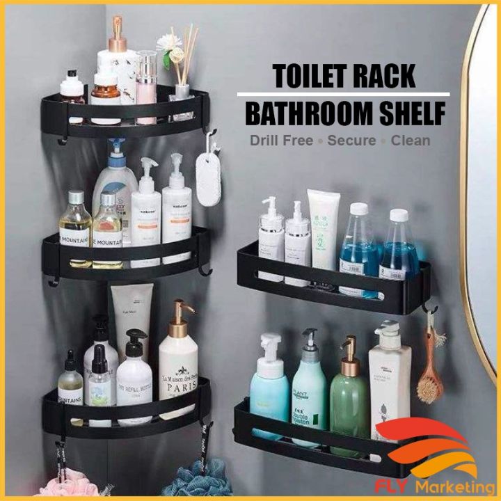 Bathroom Storage Corner Shelf Kitchen Wall Dinding Shampoo Rak Bathroom Shelf Toilet Rack ...