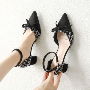 Free Shipping Versatile WomenS Sandals 2026 New Spring/Autumn Collection High-Heeled Shoes With A Single-Strap Design Bow Detail And Closed-Toe Style
