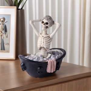 Skull Girl Bath Resin Ornament Halloween Ghost Festival Decor for Desktop Porch Spooky Bathroom Gift Decorations