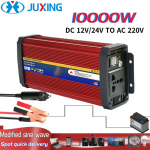 JUXING 10000W Power Inverter  DC12V to 220V AC Modified Sine Wave Inverter with 3 AC Outlets Car Converter for RV Truck Outdoor