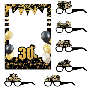 Birthday Party Photo Frame and Glasses Frame Set for Adult Teen Children Women Men Photography Birthday Party Supplies