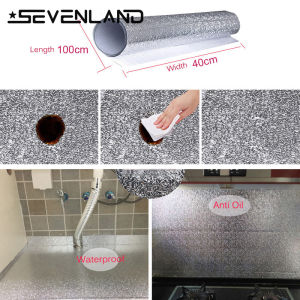 100cmx40cm Anti Oil Waterproof Aluminum Film Self Adhesive Oil Sticker Kitchen Wallpaper