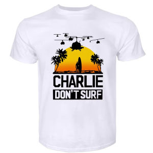 [Local Stock] HBESTY  Charlie Dont Surf Tshirt Man Apocalypse Now Film Movie Men T-shirt Fashion Tee-shirt