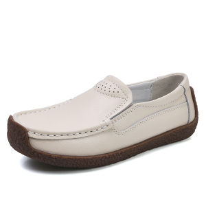 Women Genuine Leather Loafers For women Slip Ons Moccasins Topsider Ladies Flat Shoes Leisure Walking Comfortable Slip Resistant Women Boat Shoes