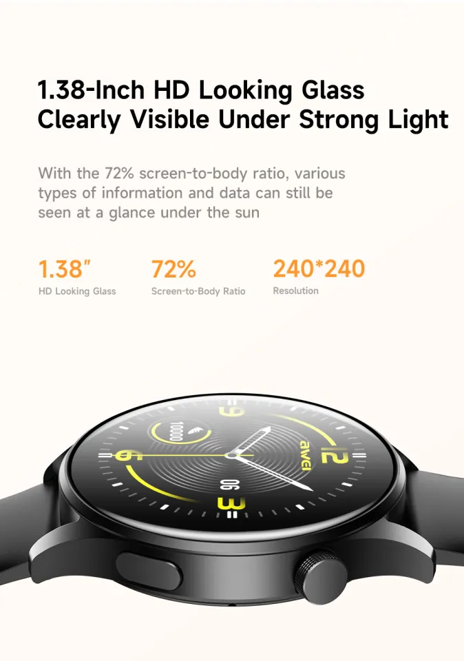 Awei H35 Smart Watch Original Touch Screen Bluetooth Call Heart Rate Blood  Oxygen Sleep Health Monitor 100+ Sports Mode IP68 Waterproof Smartwatches 