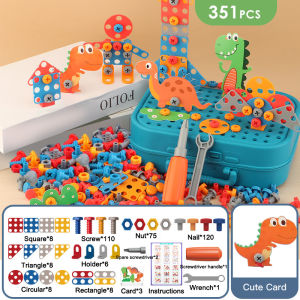 FENAFE【♥️BEST♥️】Mainan Anak ToolBox Set 351Pcs Unicorn / Astronauts / Dinosaurs DIY 3D Kotak Sekrup Bangunan Mainan Edukasi Mainan Pendidikan DIY anak-anak / Mainan bor listrik perbaikan sekrup / hadiah ulang tahun anak-anak