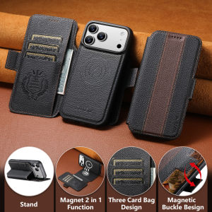 0930[Local Stock] Christmas Halloween SUTENI Faux Leather Wireless Charging Card Holder Stand Wallet magneticed Flip Cover Phone Case For iPhone 17 Pro Max 16 15 14 13 h261009